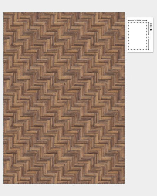 1:12 Scale Dolls House Miniature – Dark Wood Herringbone Flooring Sheets x2