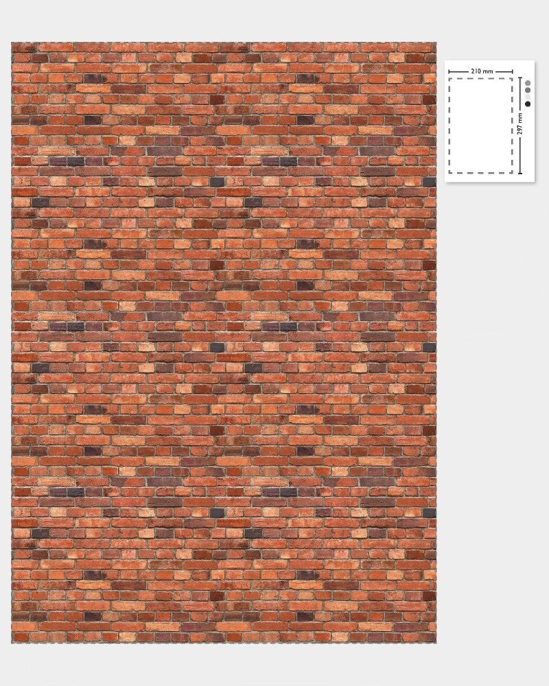 1:12 Scale Dolls House Miniature – Brick Wallpaper/Brickpaper/Cladding Sheets x2