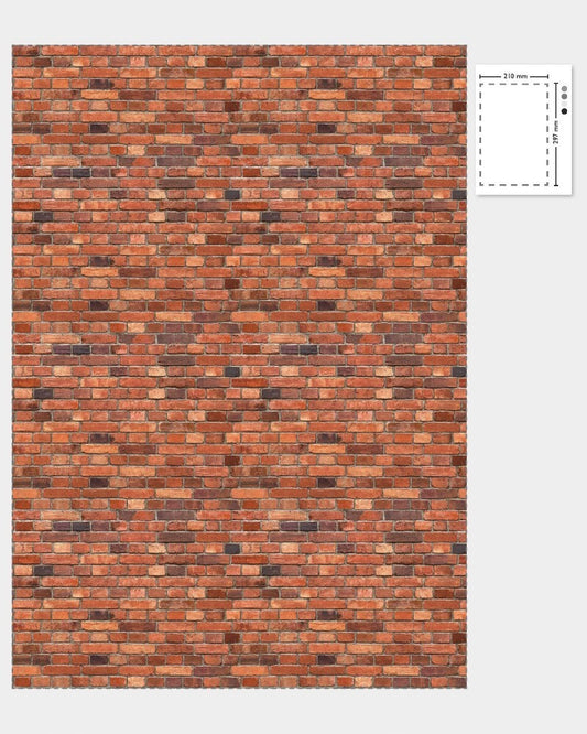 1:12 Scale Dolls House Miniature – Brick Wallpaper/Brickpaper/Cladding Sheets x2