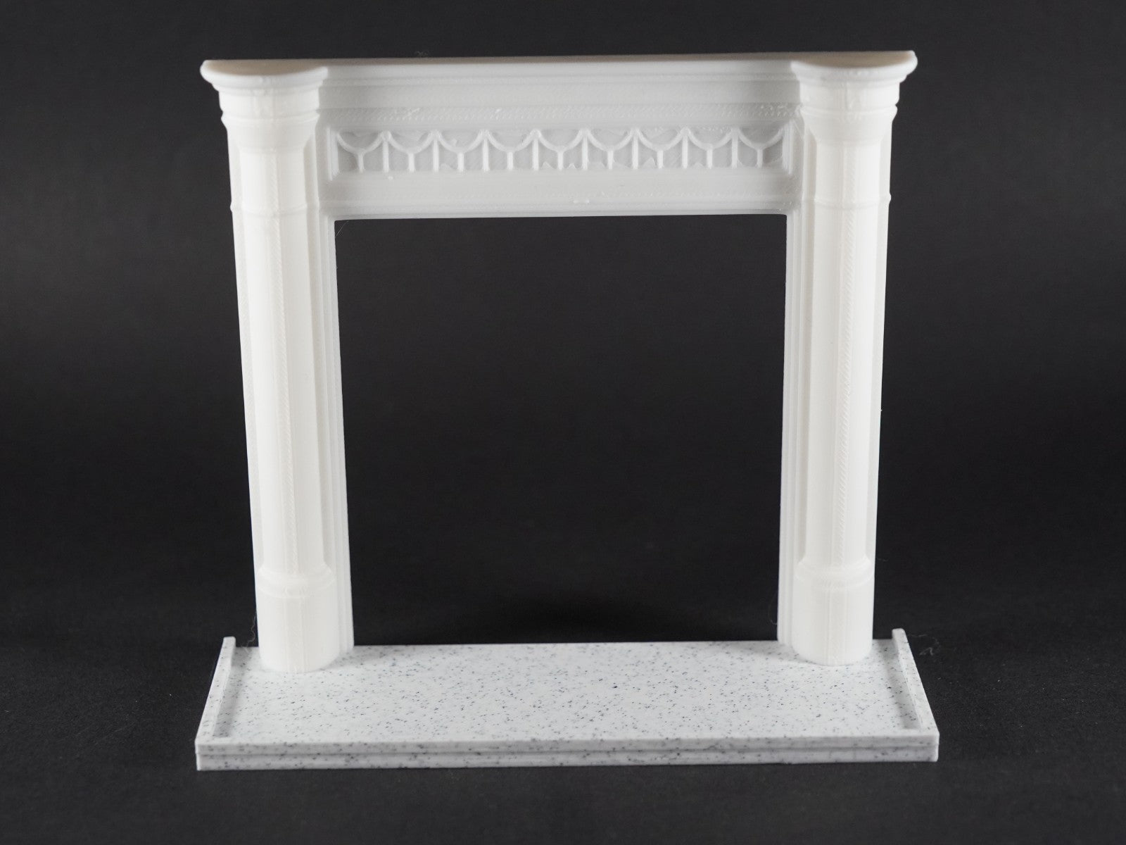 1:12 Scale Dolls House Miniature – Victorian Draped Fireplace & Marble Hearth