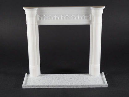 1:12 Scale Dolls House Miniature – Victorian Draped Fireplace & Marble Hearth