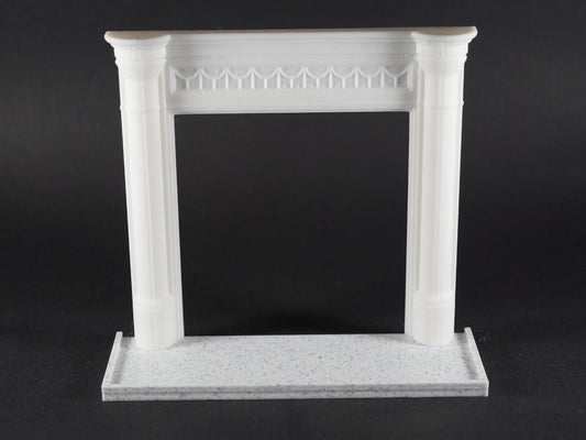 1:12 Scale Dolls House Miniature – Victorian Draped Fireplace & Marble Hearth
