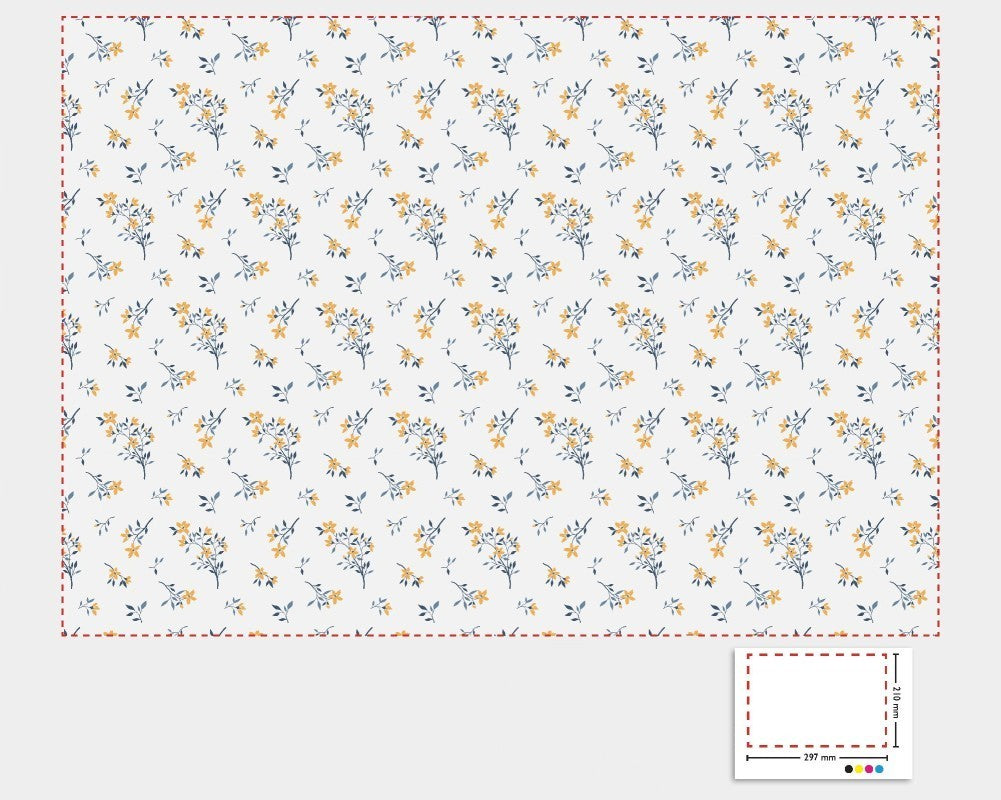 1:12 Scale Dolls House Miniature – Blue & Yellow Floral Wallpaper Sheets x2