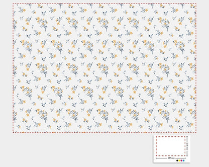 1:12 Scale Dolls House Miniature – Blue & Yellow Floral Wallpaper Sheets x2
