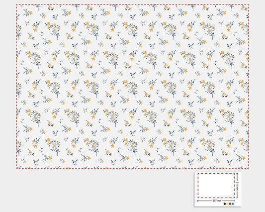 1:12 Scale Dolls House Miniature – Blue & Yellow Floral Wallpaper Sheets x2