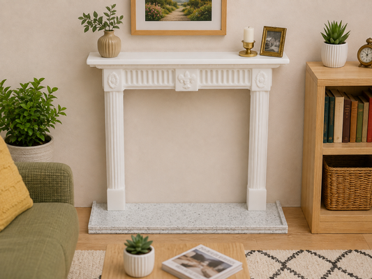 1:12 Scale Dolls House Miniature – Georgian Fleur Fireplace & Marble Hearth