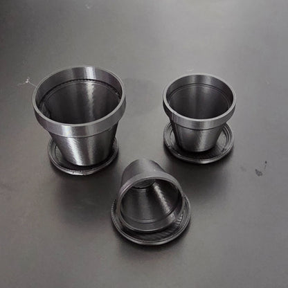 1:12 Scale Dolls House Miniature – Set of 3 Indoor/Outdoor Plant Pots - Black