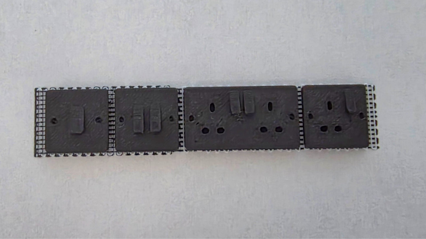 1:12 Scale Dolls House Miniature – Plug Sockets & Light Switches Pack. BLACK