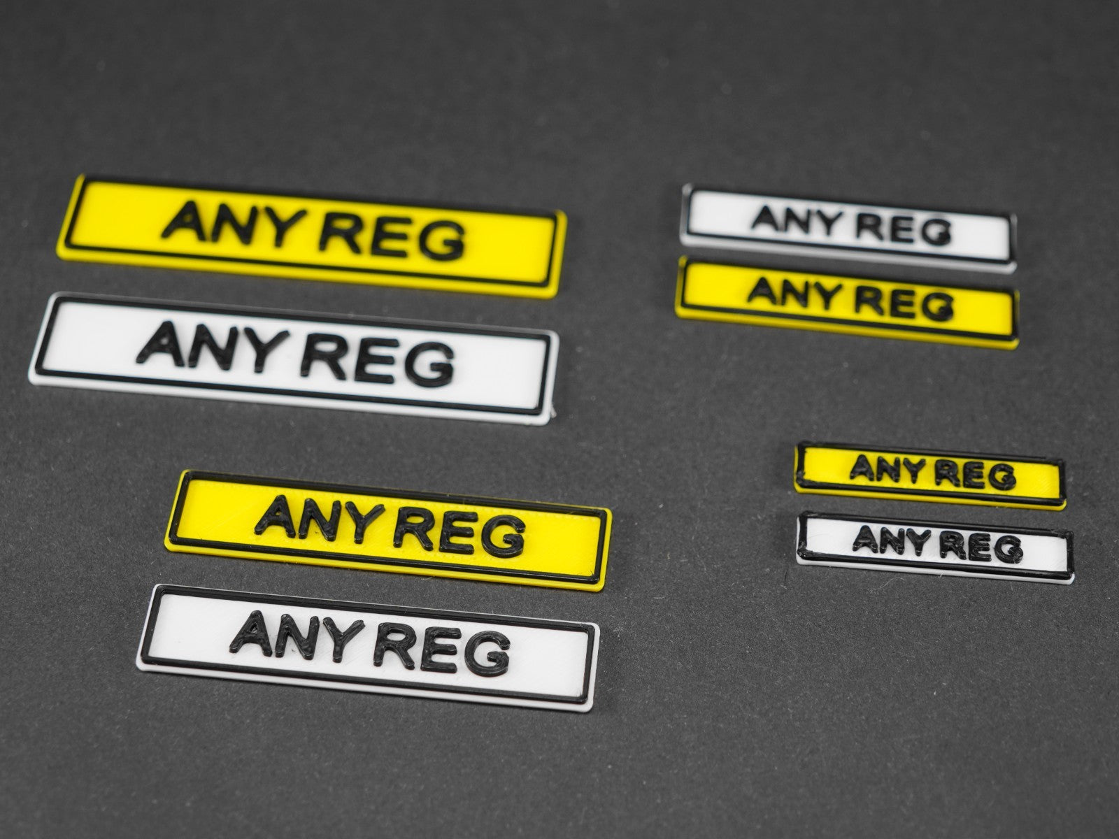 3D Printed Custom UK Licence Plates for Models - Pair - 1:8 1:10 1:12 1:16 Scale