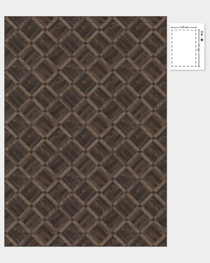 1:12 Scale Dolls House Miniature – Dark Parquet Block Flooring Sheets x2