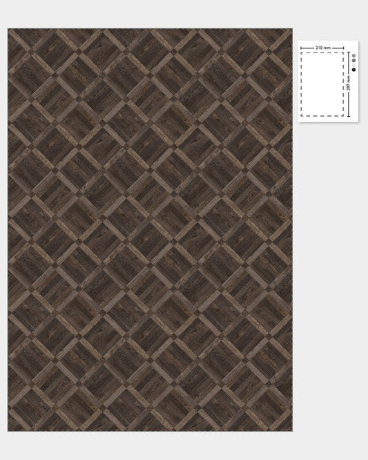 1:12 Scale Dolls House Miniature – Dark Parquet Block Flooring Sheets x2