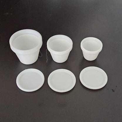 1:12 Scale Dolls House Miniature – Set of 3 Indoor/Outdoor Plant Pots - White