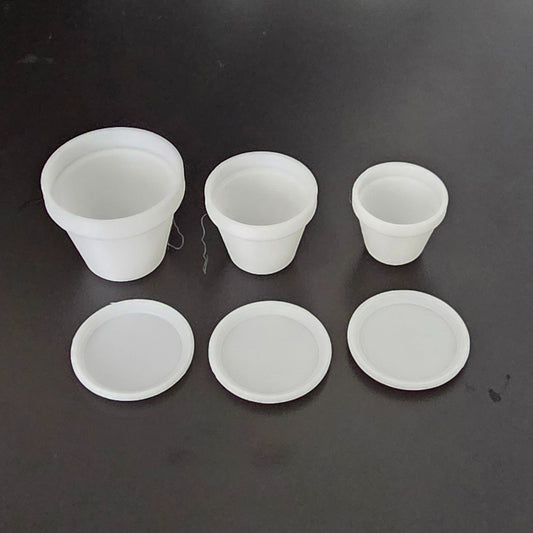 1:12 Scale Dolls House Miniature – Set of 3 Indoor/Outdoor Plant Pots - White