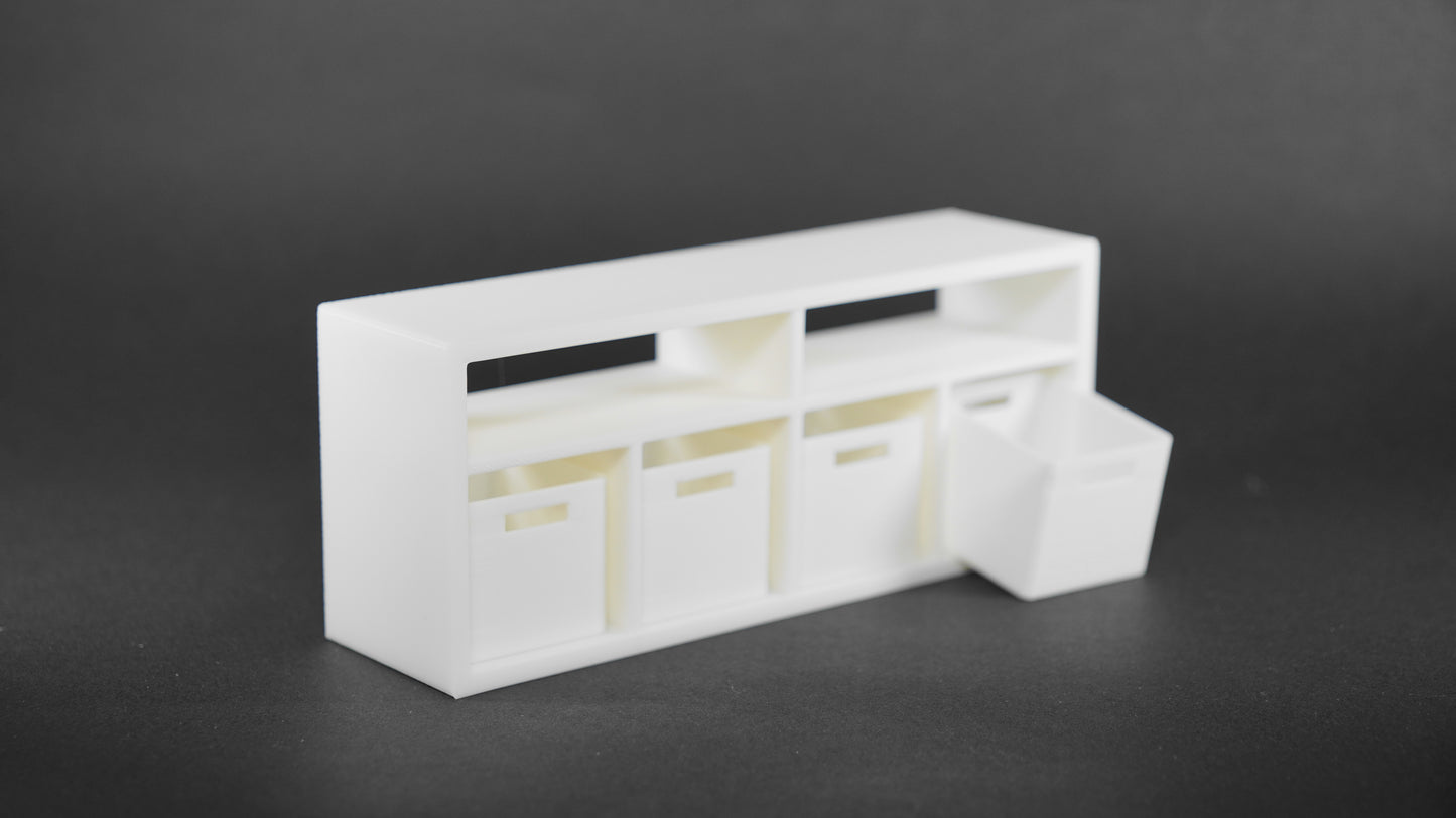 1:12 Scale Dolls House Miniature – IKEA-Inspired TV Stand & Storage Drawers Unit