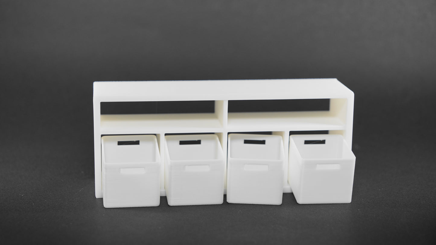 1:12 Scale Dolls House Miniature – IKEA-Inspired TV Stand & Storage Drawers Unit