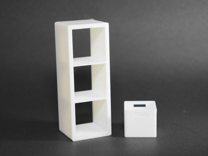 1:12 Scale Dolls House Miniature - IKEA-Inspired KALLAX 1x3 Shelving Unit